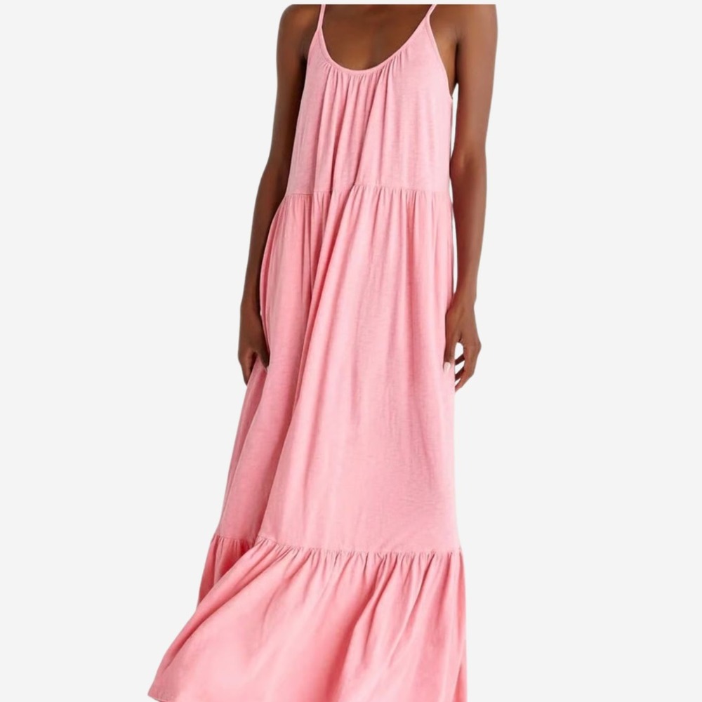 Z SUPPLY Lido Slub Maxi Dress in Flamingo Pink - Size Small